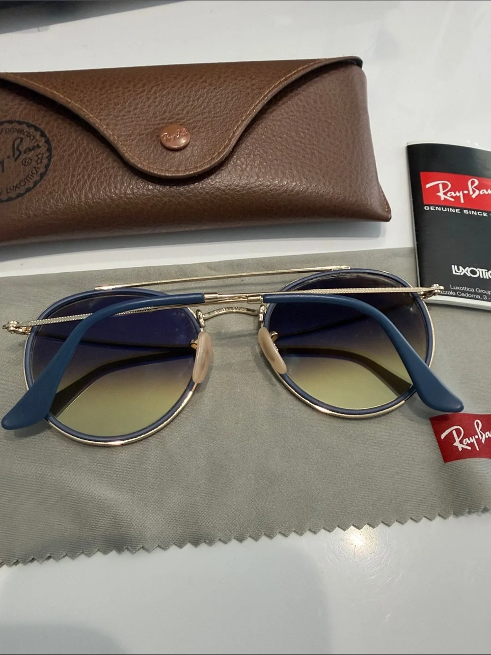 Ray-Ban RB3647N round double bridge navy